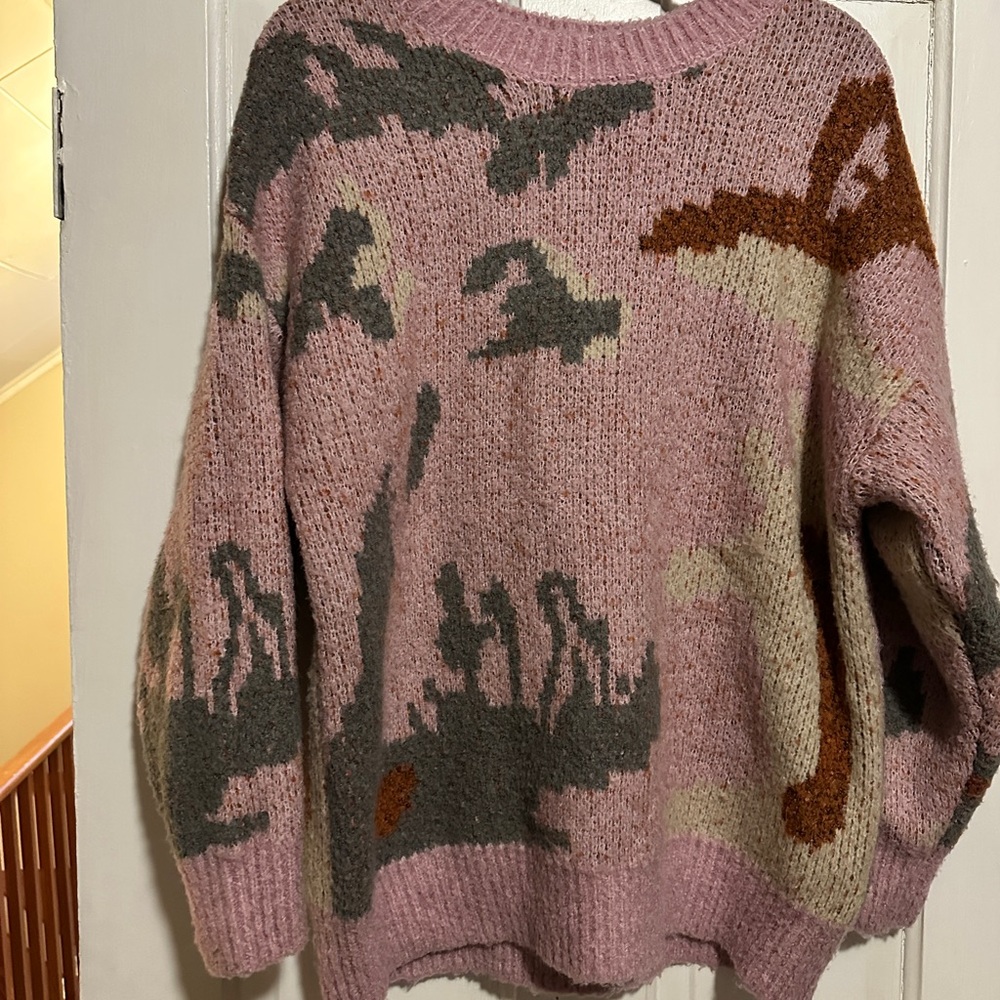 Elodie Abstract Pink and Brown Sweater